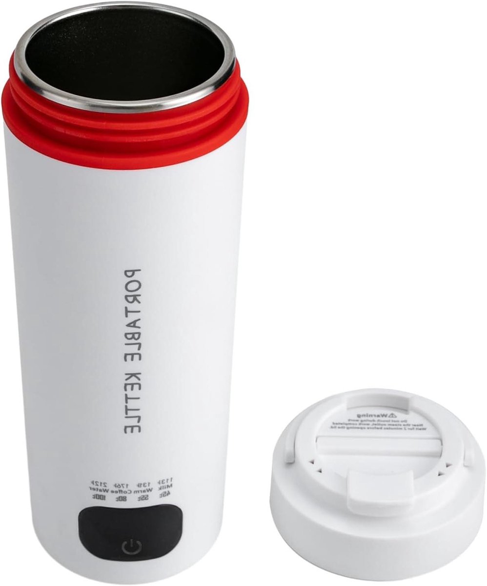 Kleine Waterkoker - Reis Waterkoker - Warme Drank Maken - Draagbaar RVS Model - 450 ml - Wit