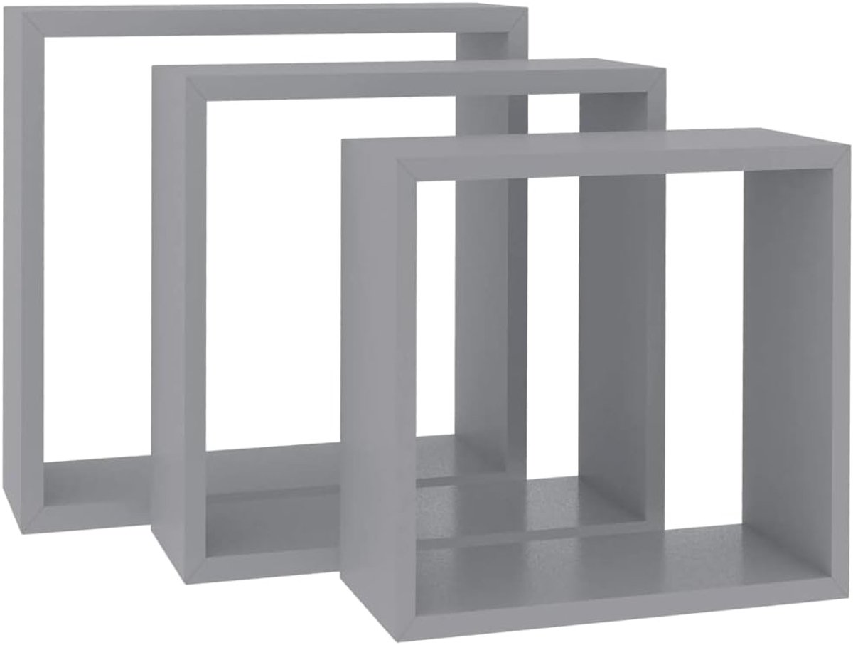 Wandcube planken 3 stuks - witte MDF wandplanken - premium kwaliteit - decoratief en ruimtebesparend - SnelShoppen