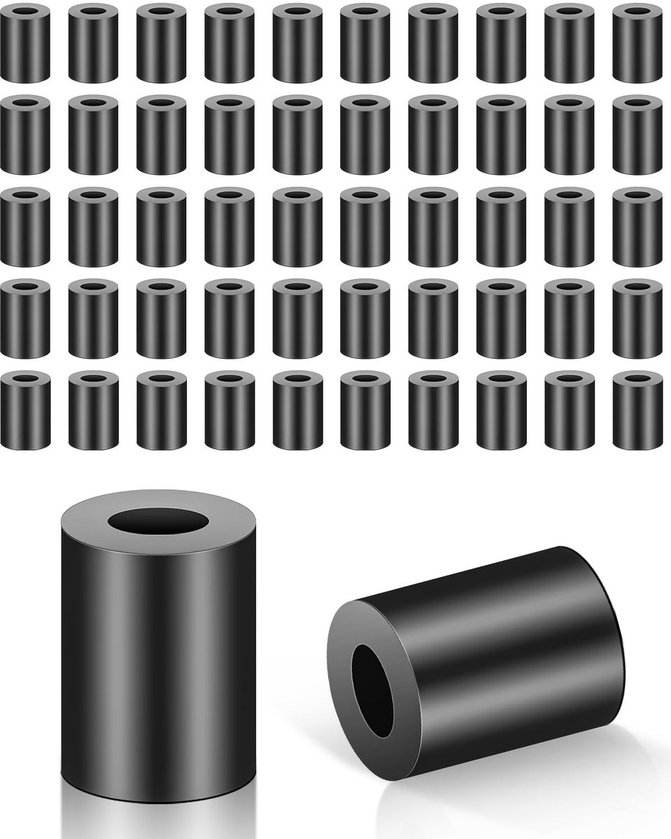 50 stuks M6 afstandshulzen, Jeboler ABS afstandhouders kunststof ronde afstandsschijven zwart, nylon sluitringen isolatie afstandshulzen zonder draad zuilen afstandshulzen voor schroeven - 11×15mm