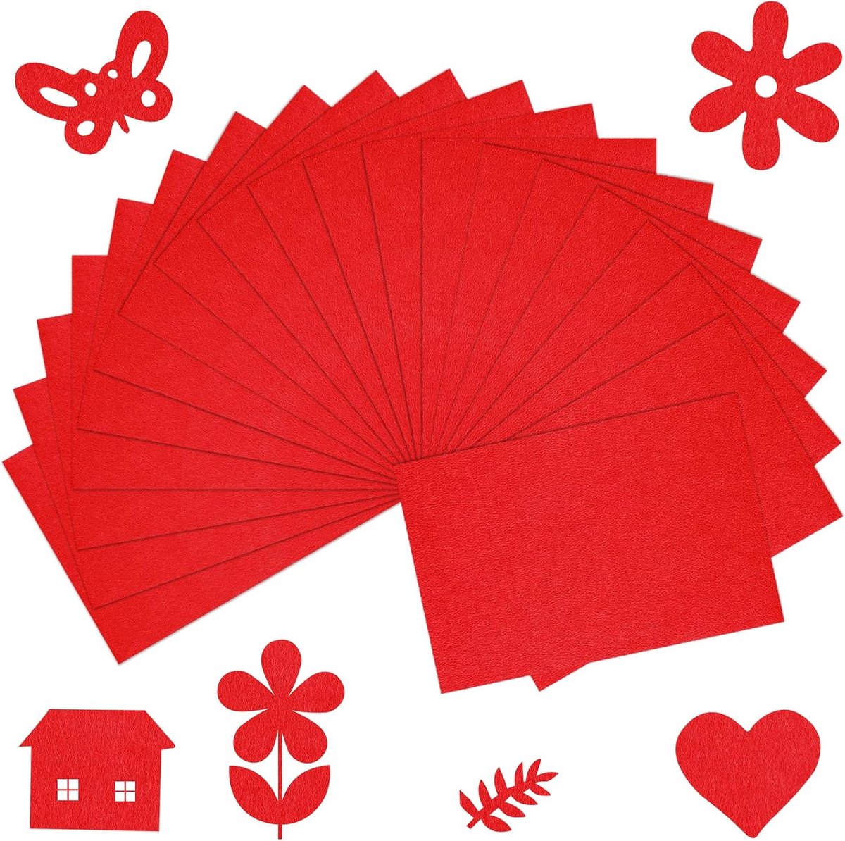 Stof, rood, 20,3 x 30,5 cm, verschillende kleuren, voor handwerk, knutselen, naaien, patchwork, vliesstof