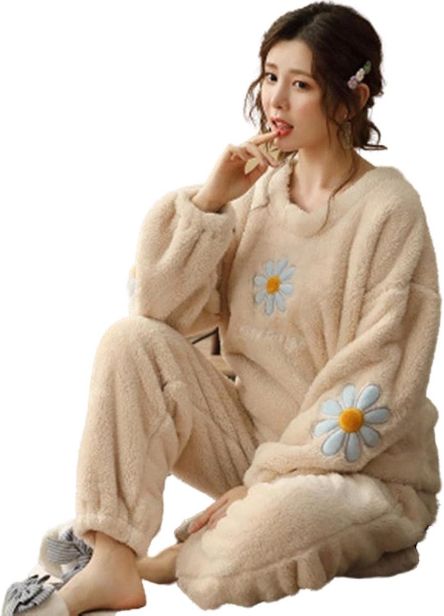 Loungewear Pajamas Set Women Winter Homewear Thick Flannel Warm Casual Sleepwear Fashion Plush Homewear Clothes-Style 4,M