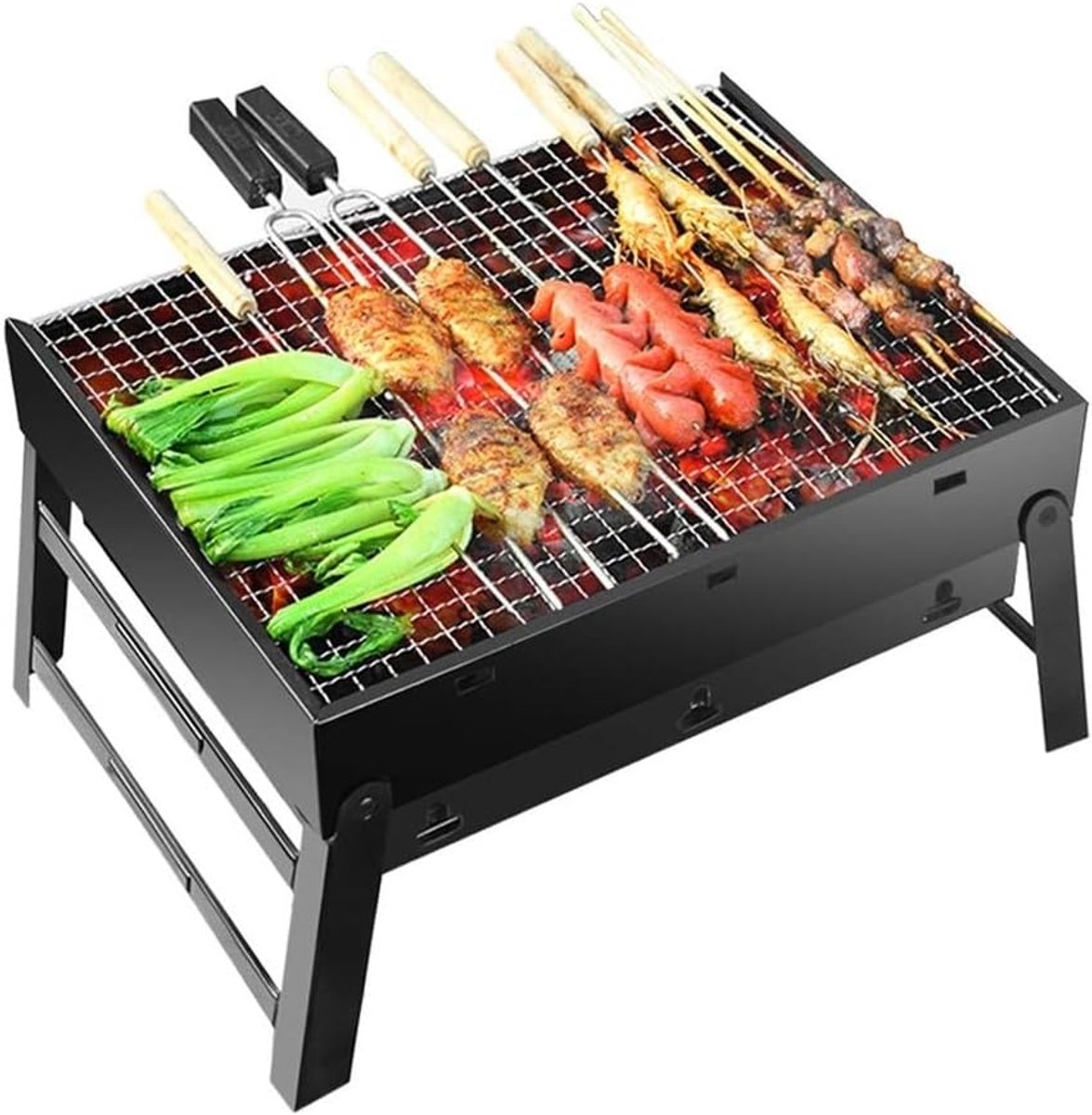 Houtskoolgrill voor 5-7 Personen - Vouwbaar en Draagbaar - Ideaal voor Camping en Tuinfeest - SnelShoppen