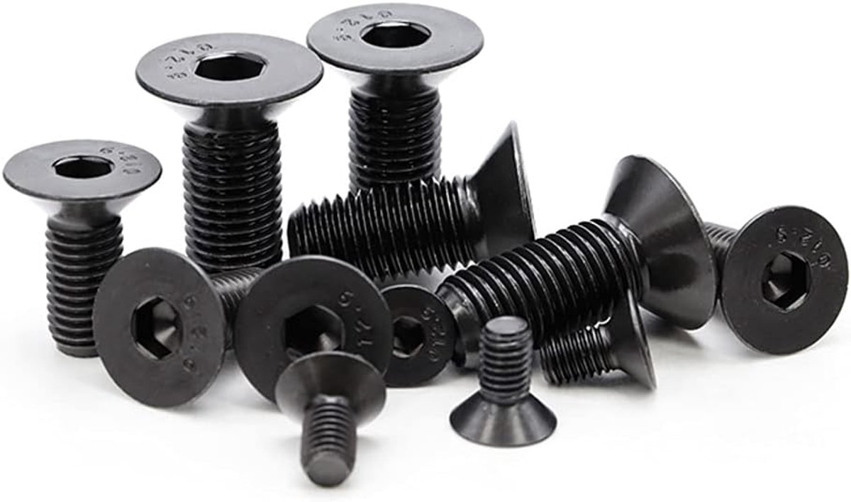 schroeven met binnenzeskant platte kop machineschroeven legering staal socket schroef bout zwart - M4×12mm,30 pcs