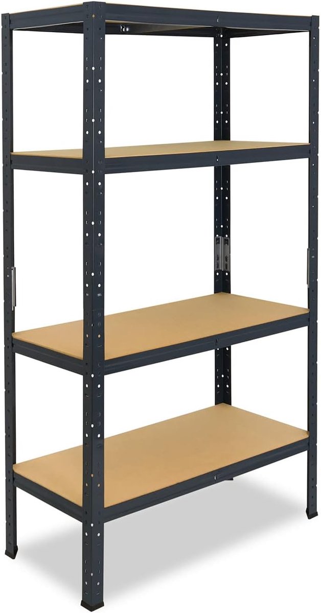 Shelfplaza Home 180x70x45cm metalen stellingkast antraciet: 4x175kg | stellingen Berging stelling Garagekast Metalen opslagstelling Opbergstelling Zware stelling Opslagrek Garage stelling