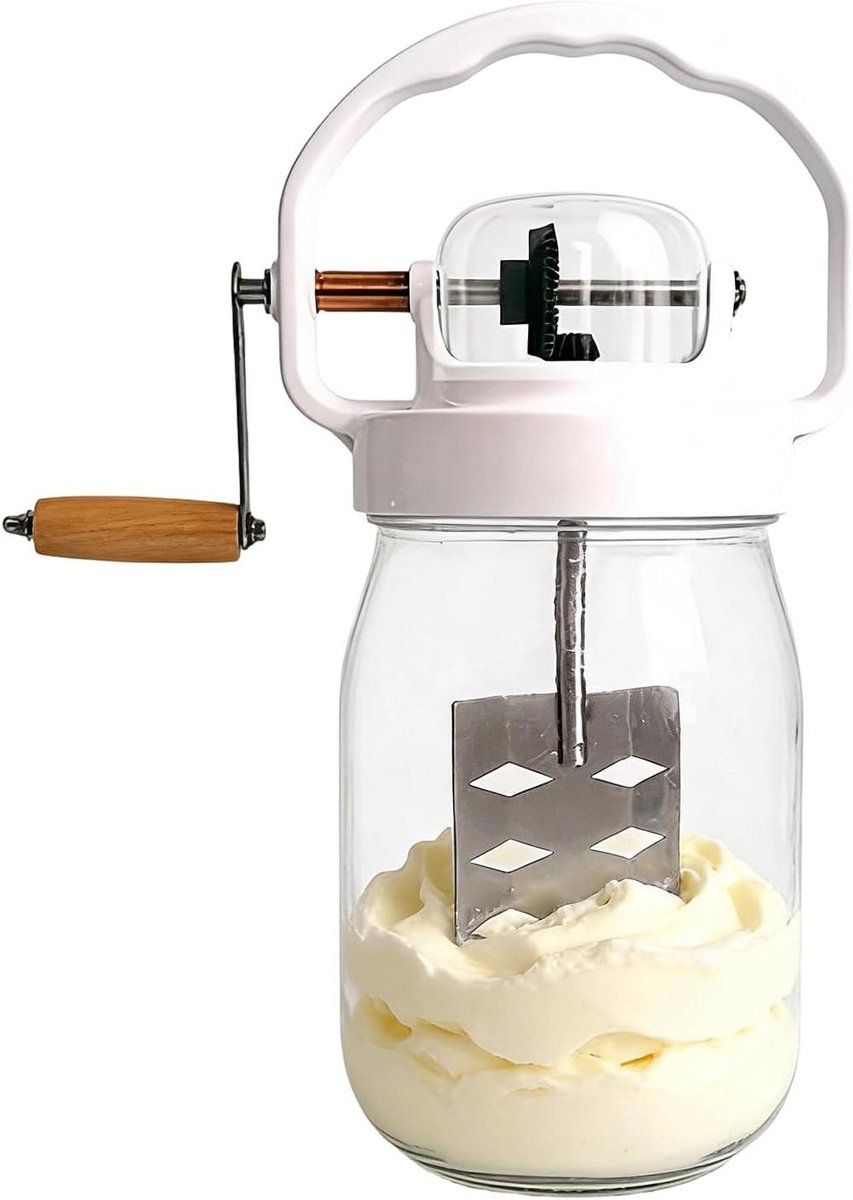 Handmatige Garde - Boterblender Keukenmixer - Beslag Mengen - Glazen Container - 1500 ml - Veelkleurig