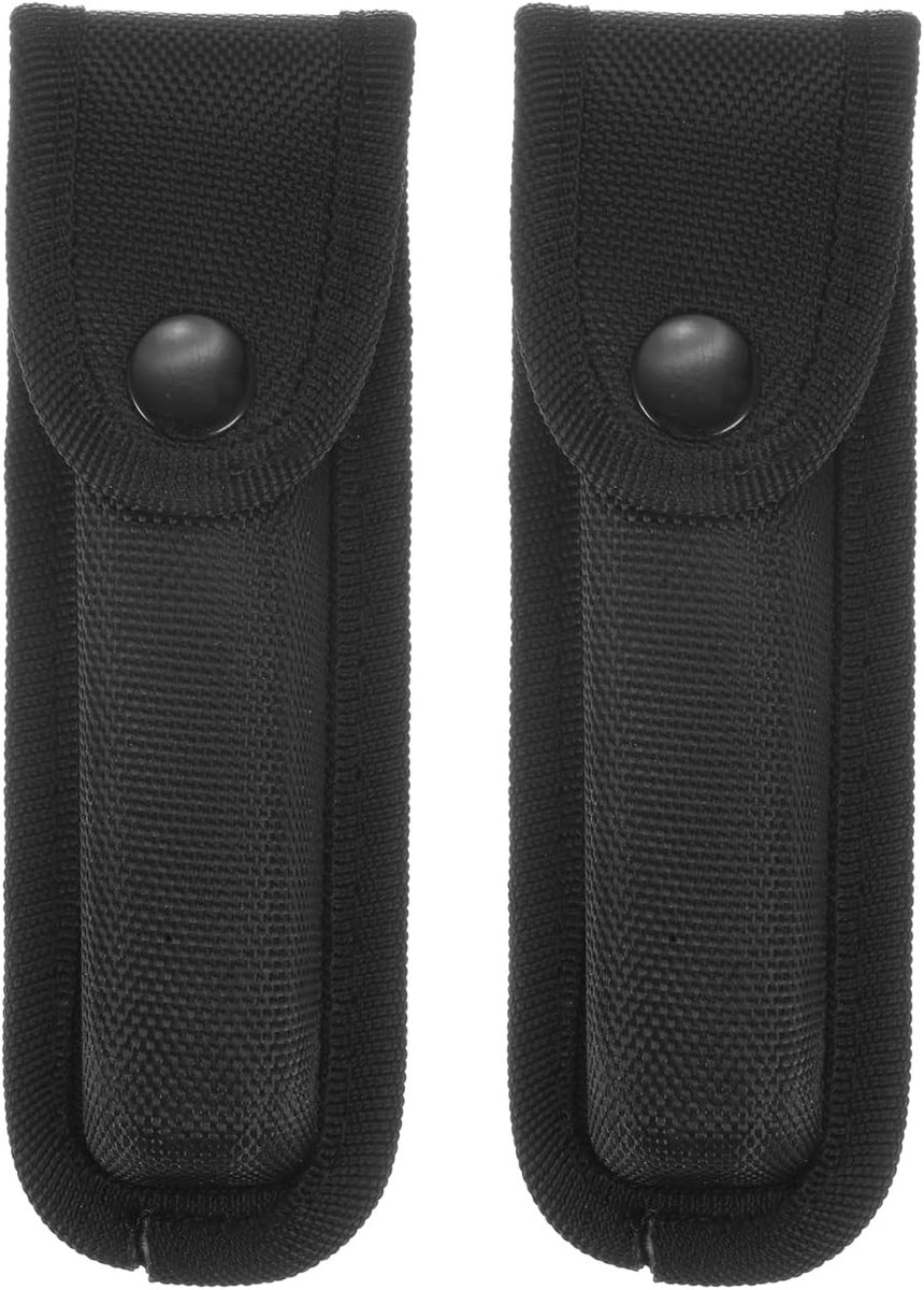 2 nylon hoezen voor zakmes, 14,7 x 4,6 cm, om in horizontale of verticale positie aan de riem te dragen, multifunctioneel etui voor klapmes, zwart, Zwart