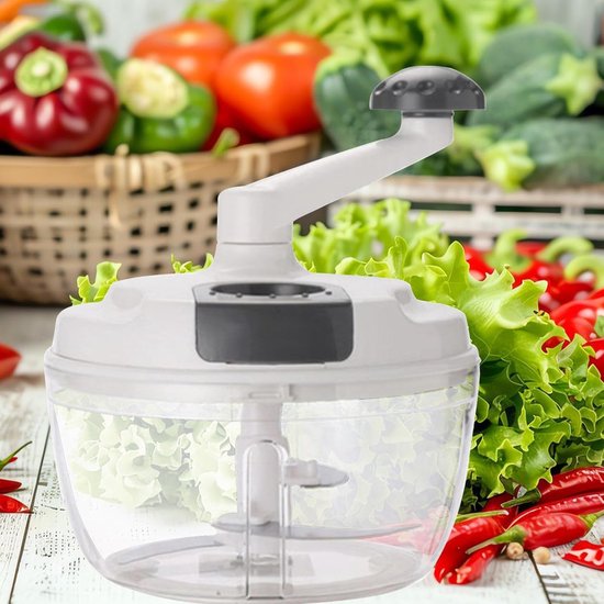Handmatige Keukenmachine - Voedselhakker Kruk - Maaltijden Bereiden - Inklapbare Handgreep - 18.5 cm - Wit — afbeelding 2