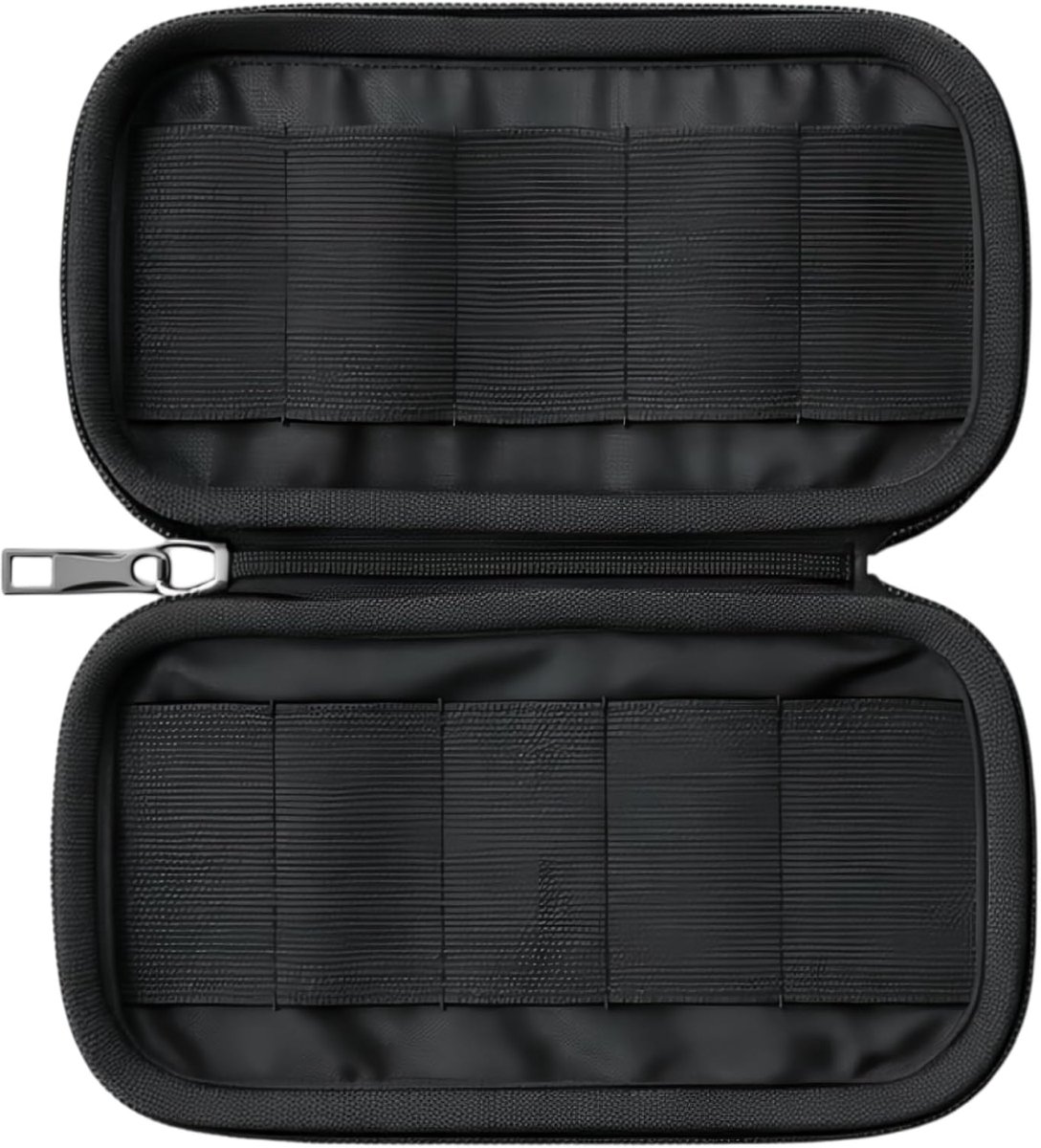 1 stuk USB-stick opbergtasje met 10 sleuven, compacte organizer met ritssluiting voor USB-sticks en kleine elektronische accessoires, overzichtelijke vakken, zwart