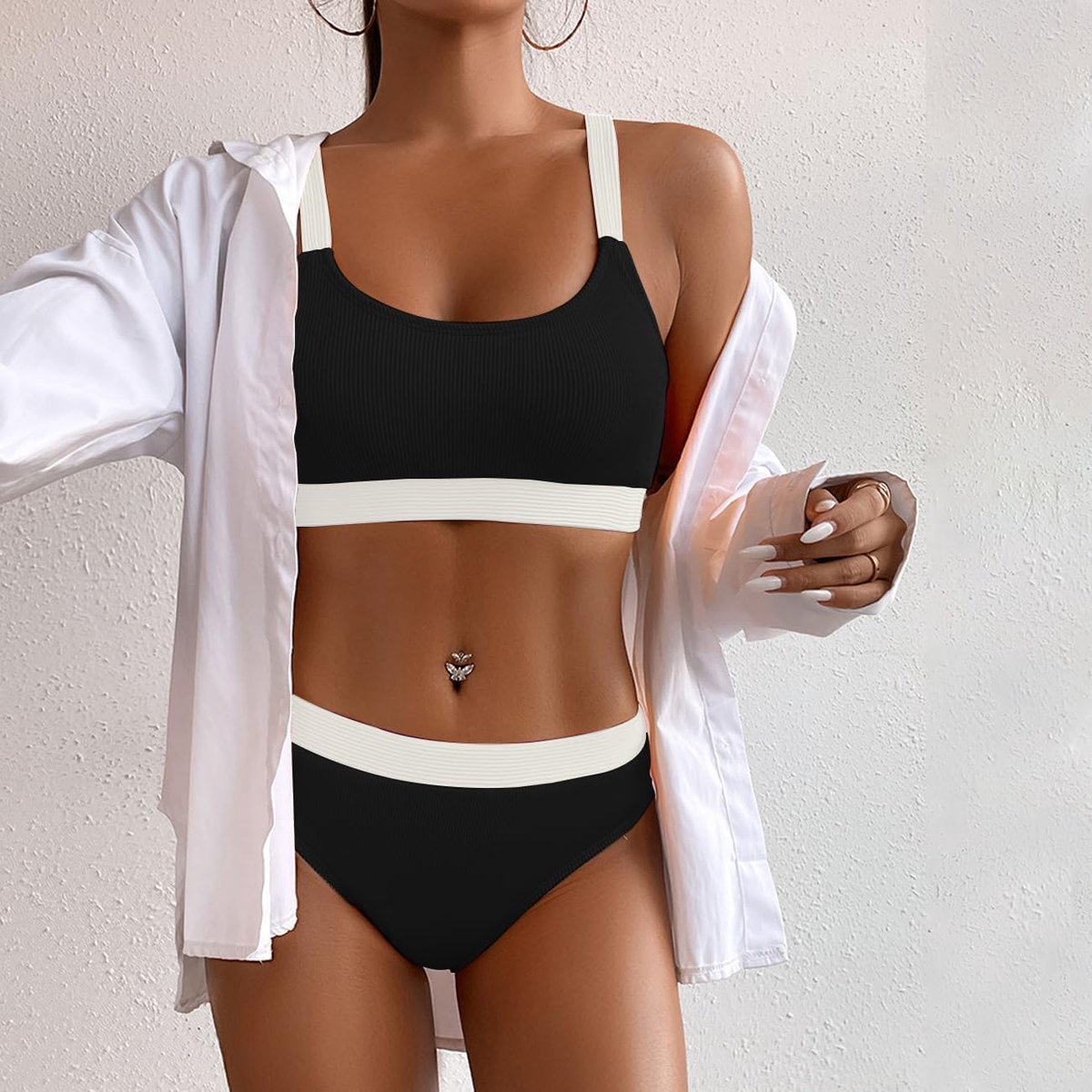 Bikini Set Voor Dames Tweedelige Badpak Set Hoog Getailleerde Bikini Strand Zwemkleding Badmode Zomer Vakantie Zwembad XL