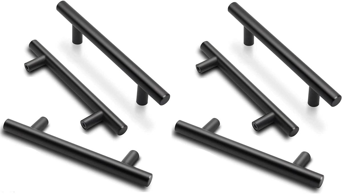 6 x roestvrijstalen handgrepen, meubelgreep, stanggrepen, boorgatafstand 96 mm, relinggrepen voor kast, kastlade, kledingkast en kastdeur