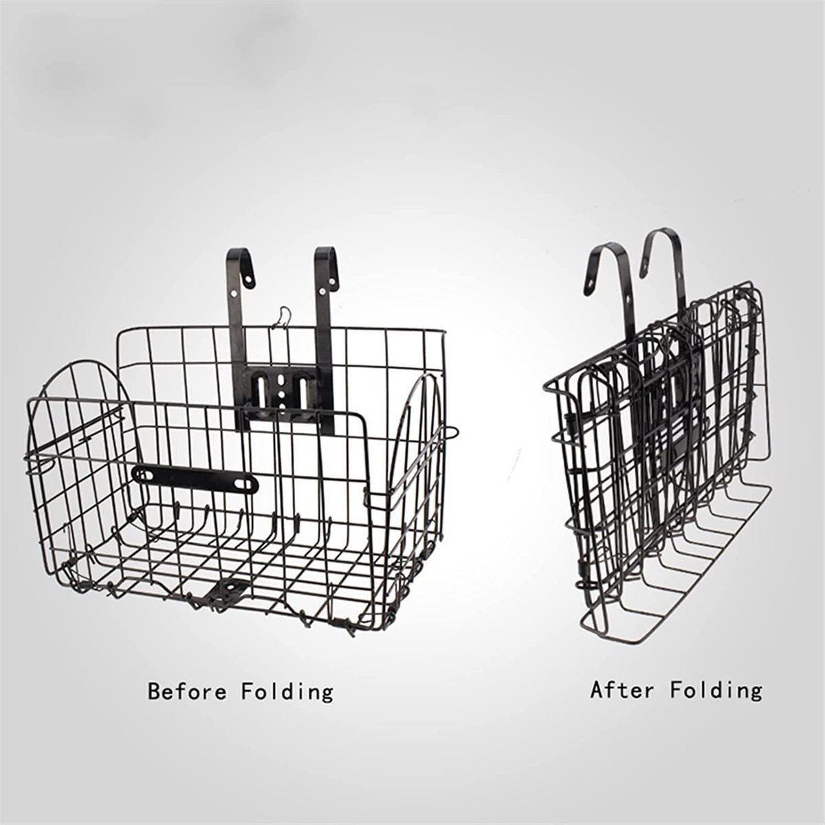 Fietsmand Metaal - Fietscontainer Stuurmand - Fietsen Boodschappen - Opvouwbaar Ontwerp - 33cm x 20cm x 20cm - Zwart
