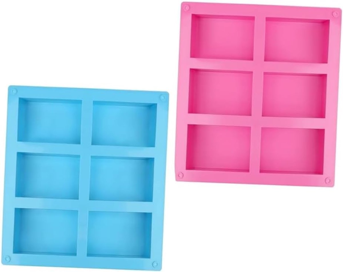 set - 2 stuks zeepvormen siliconen - 6 holle zeepvorm siliconen vorm rechthoekig - handgemaakte zeepvorm, rechthoekige zeepvorm voor zelfgemaakte zeep, siliconen vorm voor cake en chocolade