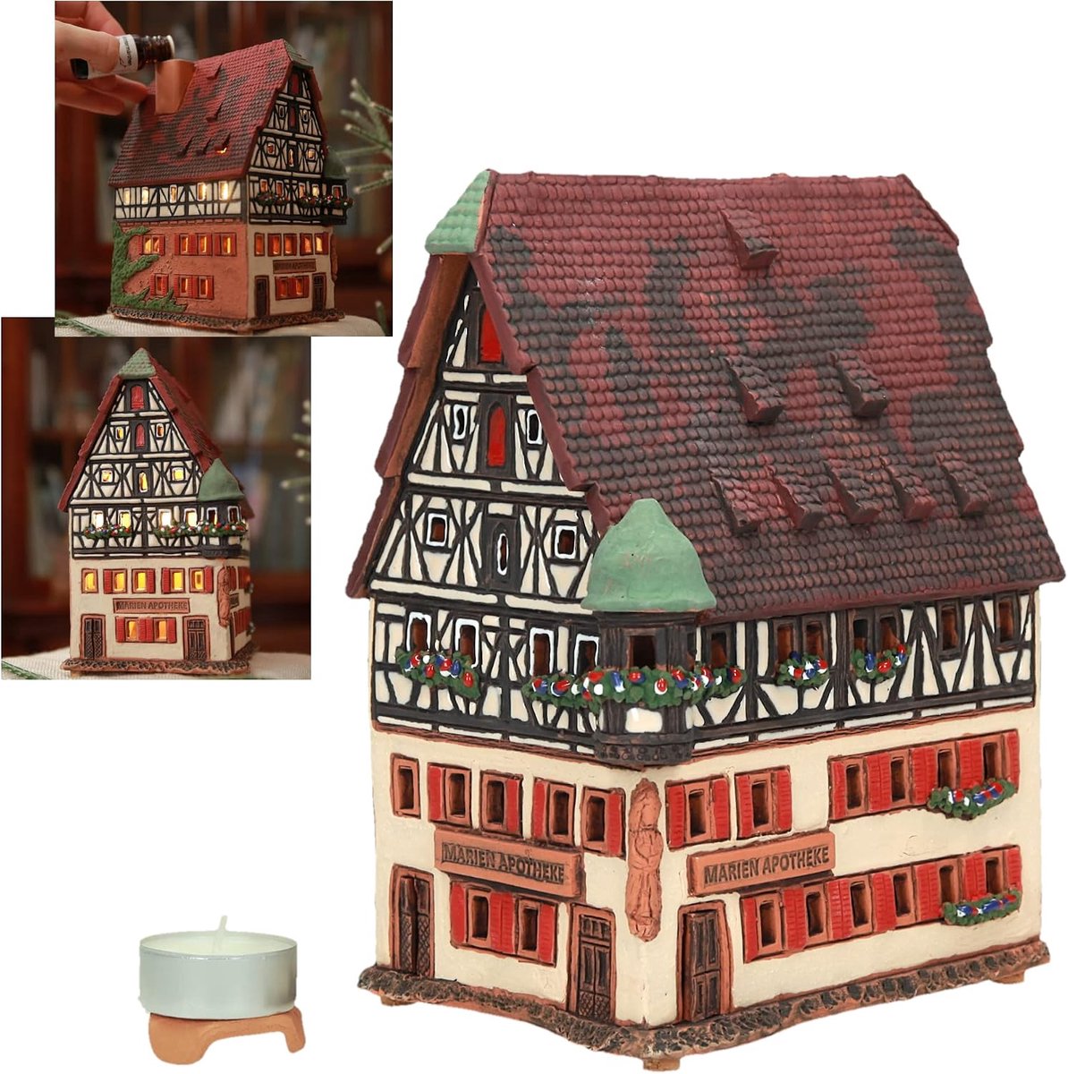 Tealight kaarsenhouder en etherische oliebrander, wierookhouder. Marienapotheke in Rothenburg B236AR