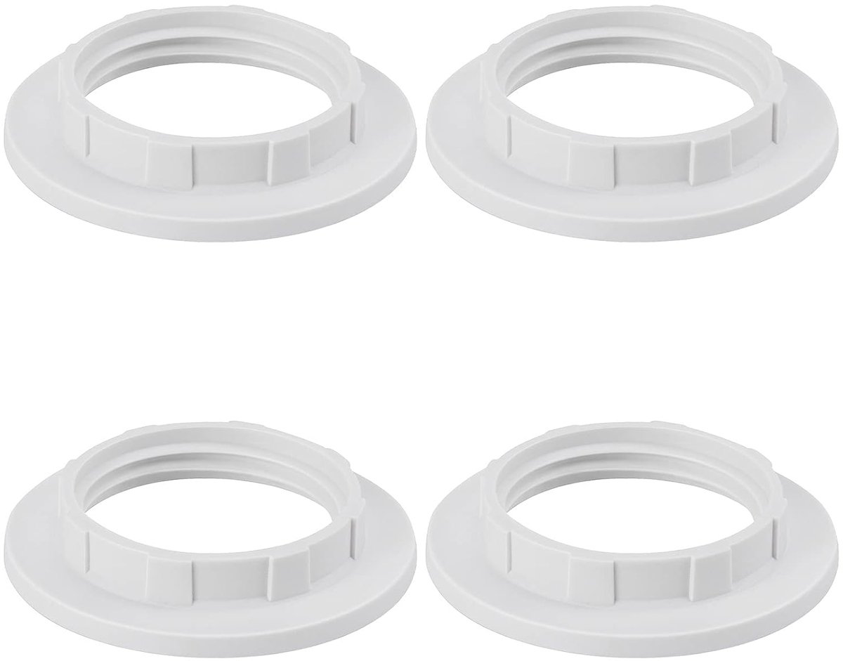 E14 schroef Ring voor Lamp Socket, hittebestendig draad Ring voor lampenkap of glazen kap, 28MM, wit kunststof lamp houder, set van 4