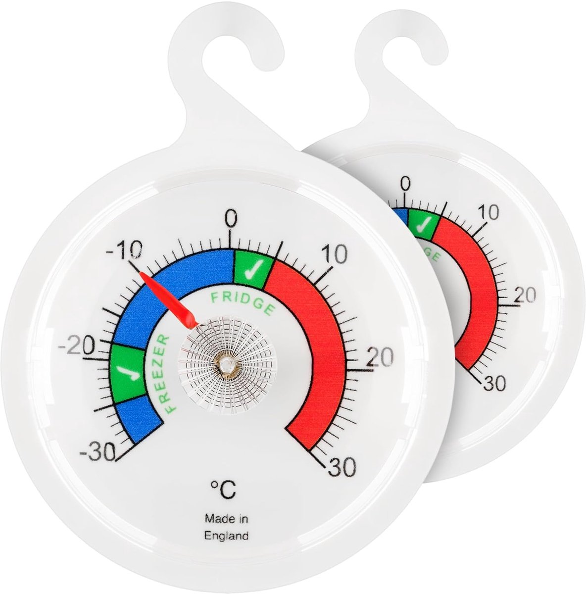 koelkastthermometer, koelkastthermometer met wijzerplaat, 65 mm Koelkast-vriezerthermometer met wijzerplaat en gekleurde zones