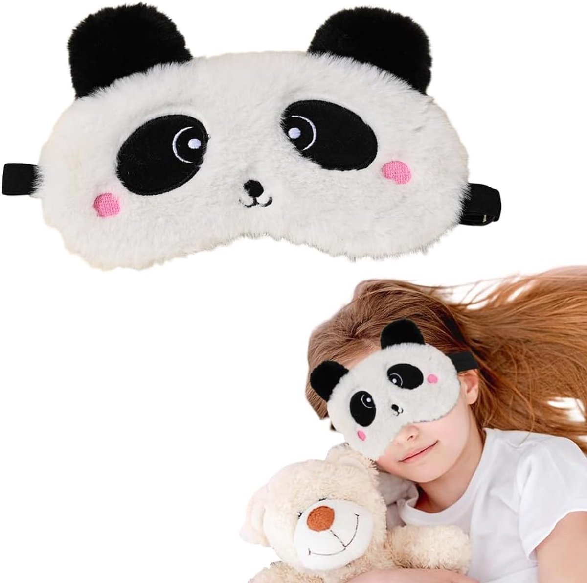 Panda slaapmasker zacht pluche blinddoek, grappige emoticons slaapmasker oogmasker oogafdekking voor meisjes jongens vrouwen mannen kinderen thuis slapen reizen