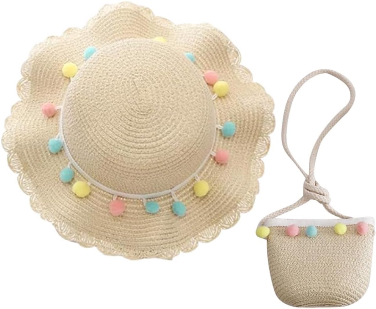 Zomerhoed voor meisjes, strik, zomer, strand, brede strandhoed voor zomer, kinderen, zomer, strand, zonnehoed voor strand, zwembad, outdoor, reizen