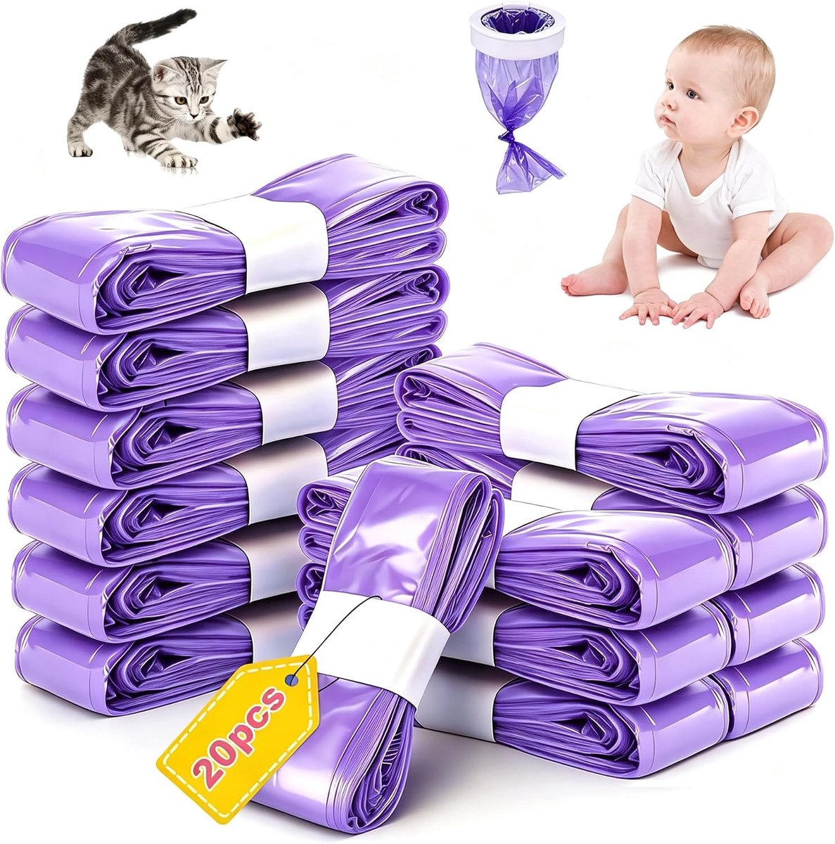 20 stuks 4,5 m navulfolie voor luieremmers, aankleedemmers, navulcassettes | , navulzakken, kattenbakken, navulverpakkingen, kattentoiletten, vuilniszakken en vervangende kattenbakken