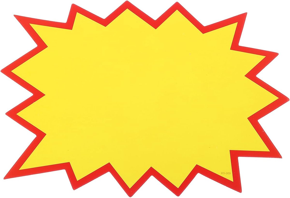 80 stuks Starburst borden, 7 x 5,5 inch blanco ster burst borden prijskaartje stickers prijskaartjes fluorescerend neonpapier voor teken detailhandel voertuig, blanco