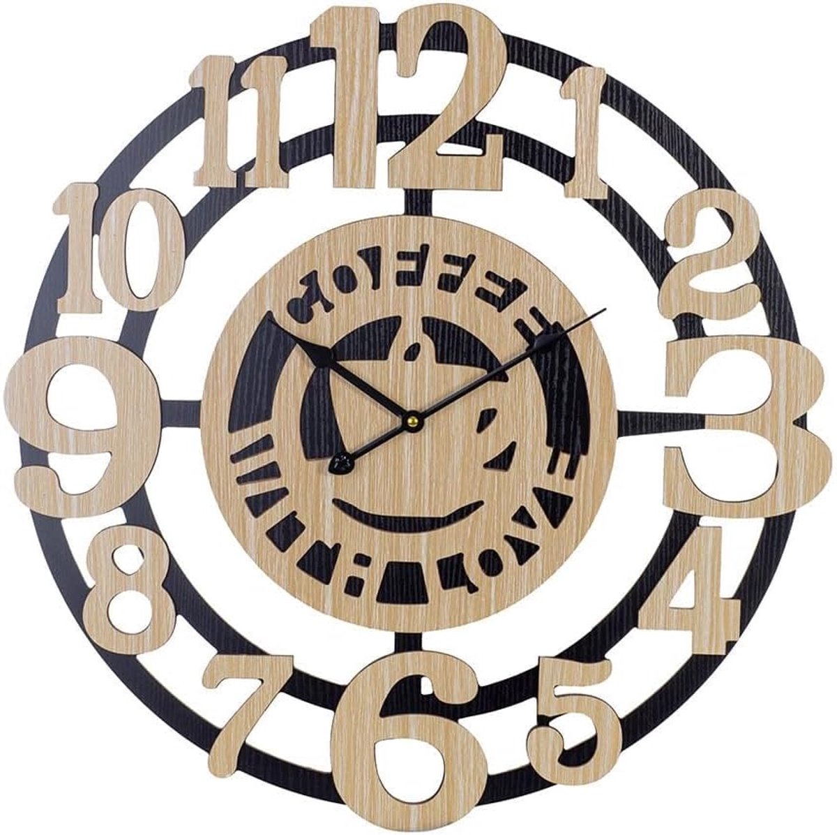 Wandklok XL 60 Cm - Houten Wandklok - Retro Vintage Stijl - Ideaal voor Keuken - SnelShoppen