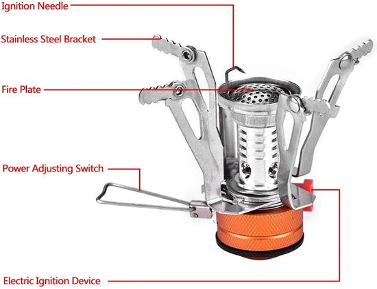 Gasfornuis Draagbare Mini Lichtgewicht Gasfornuisbrander voor Outdoor Camping Picknick Wandelen(Zilver) — afbeelding 4