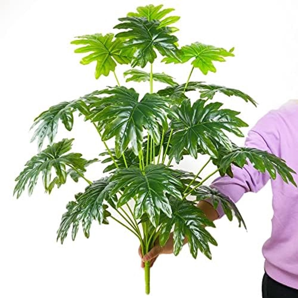Palmboom 75 cm 24 vork nepplanten grote kunstmatige palmboom tak plastic tropisch schildpad blad voor thuis tuin kamer decor nep planten (kleur: A, maat: 65 cm 18 bladeren)