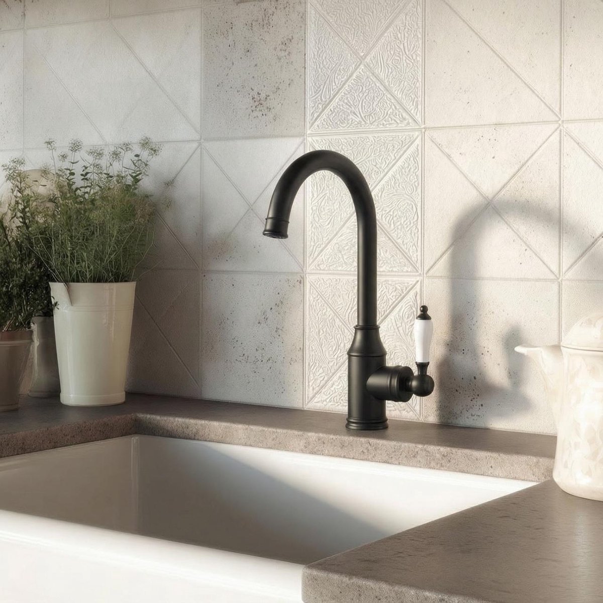 Aquanello Heritage Manor Klassieke Keuken Nostalgische Keukenkraan Zwart BL-9001-HM