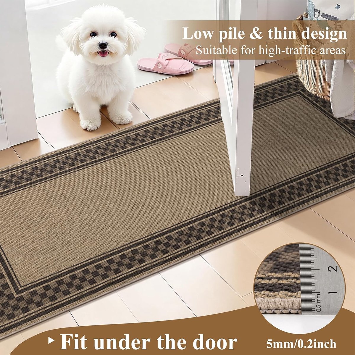 Loper voor hal 80x300cm - Bruin - Antislip - Geschikt voor wasmachine. - ShopVlot