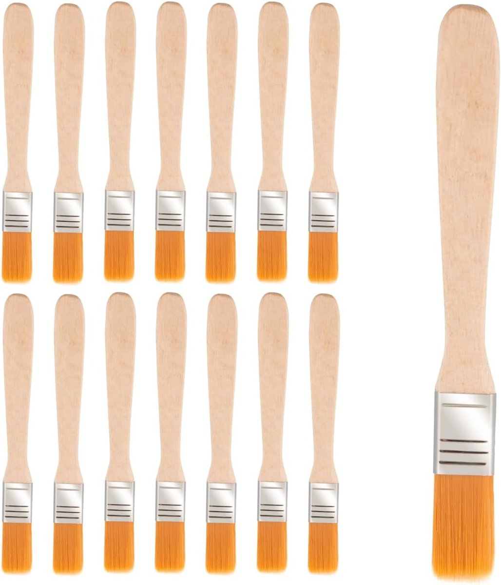 Verfkwasten set 15 stuks - 14 mm platte kwasten - houten handvat - ideaal voor kunstprojecten - ShopVlot