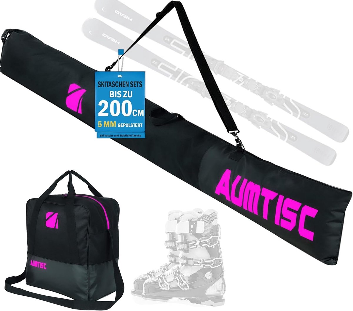 Skitas en skischoenentas Combo - gevoerd - tot 200 cm - ideaal voor vliegreizen - ShopVlot