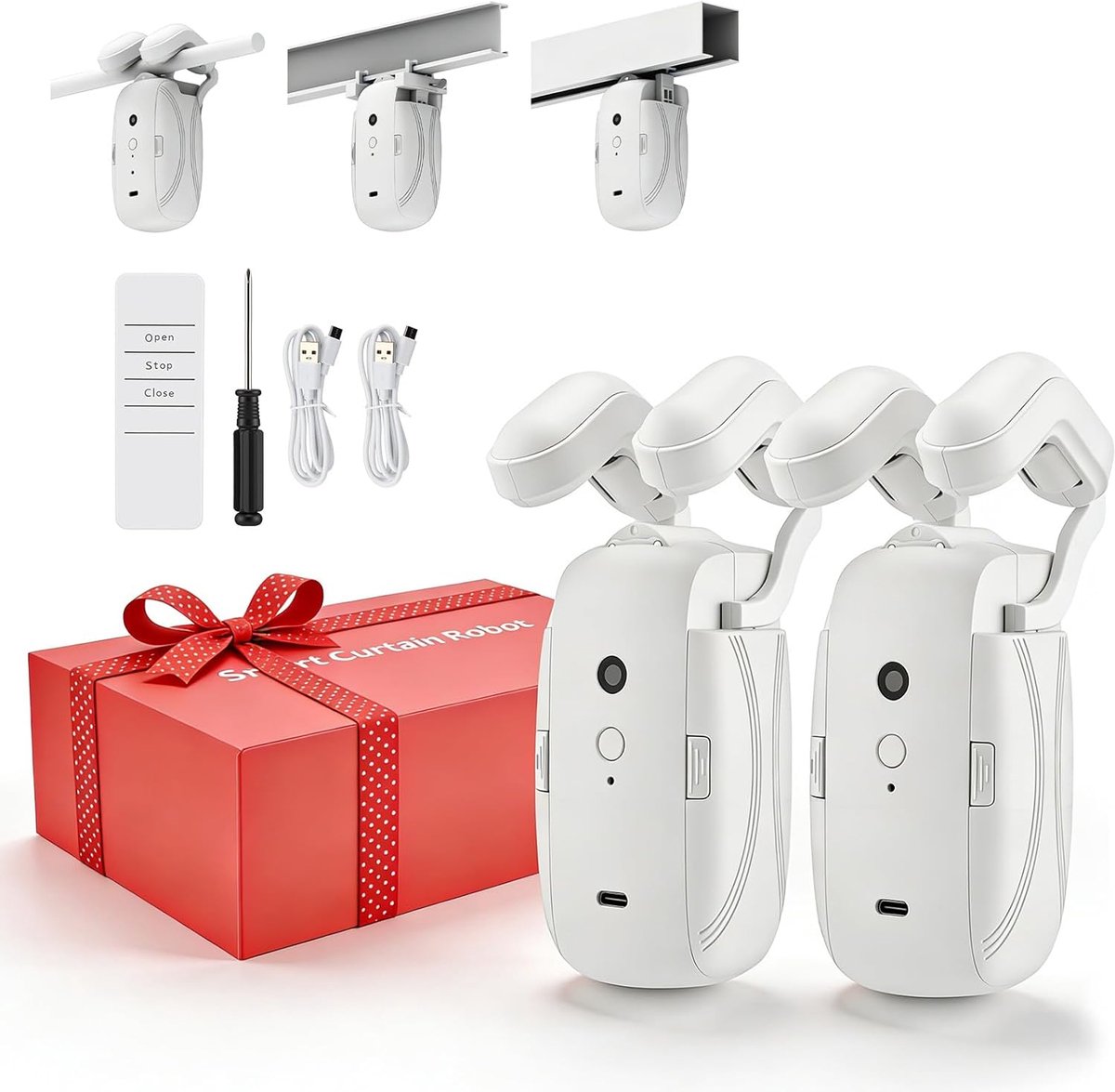 Slimme gordijnopener - 3-in-1 universeel - Bluetooth app en afstandsbediening - Automatisch openen en sluiten - ShopVlot