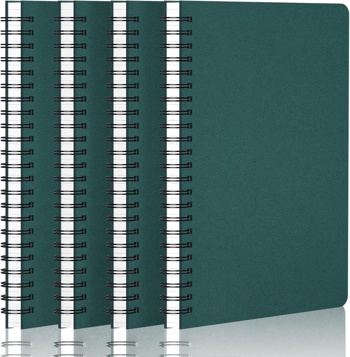 Notebook A5 Blank - 4 Stuks Donkergroen - Spiral Binding - Ideaal voor Dagelijkse Notities - ShopVlot
