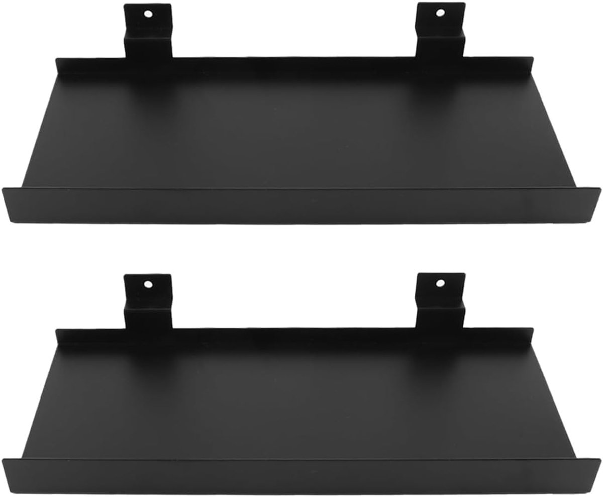 Wandplanken met metalen latten 25 x 12,5 cm - Zwart - Stevig ontwerp - Ideaal voor winkels - ShopVlot