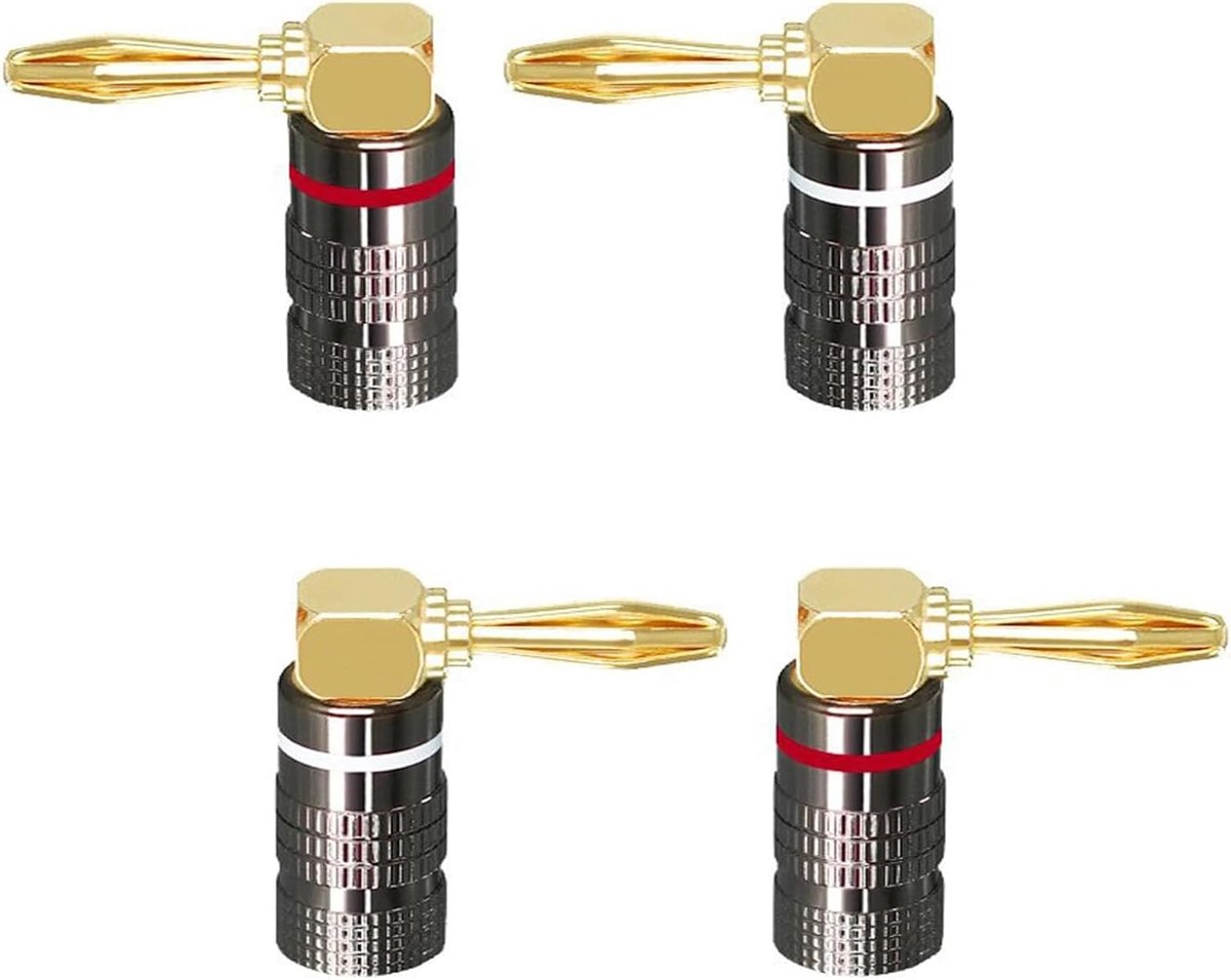 Banana plugs 90° - 4.5 mm hoekplug - voor luidspreker kabel - optimaliseer ruimte en bekabeling - ShopVlot