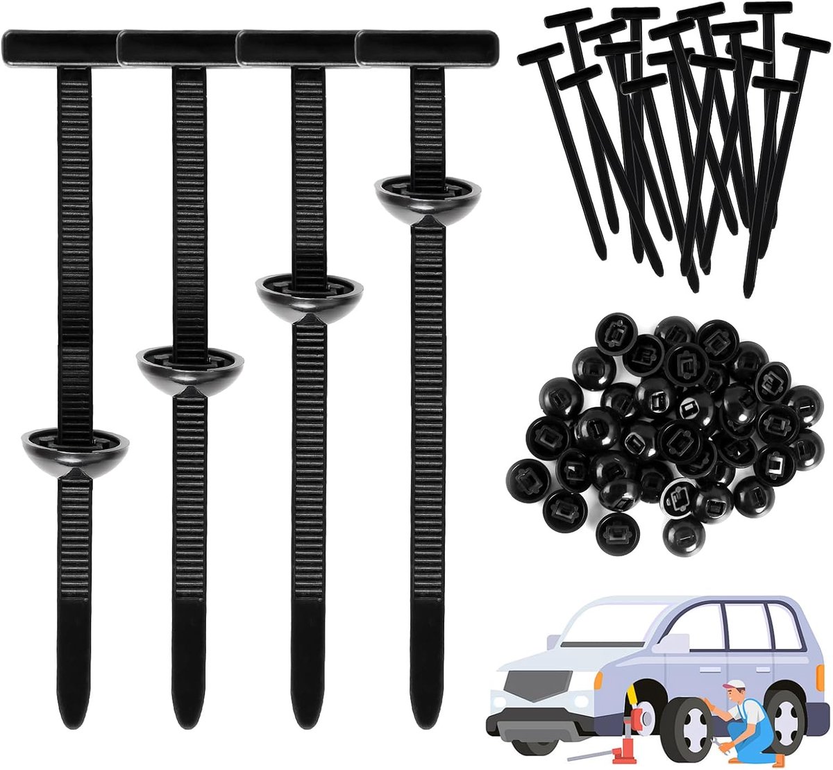 Kabelbinders 50 Stuks - Heavy Duty Nylon - UV-bestendig en waterdicht - Voor auto-reparatie - ShopVlot