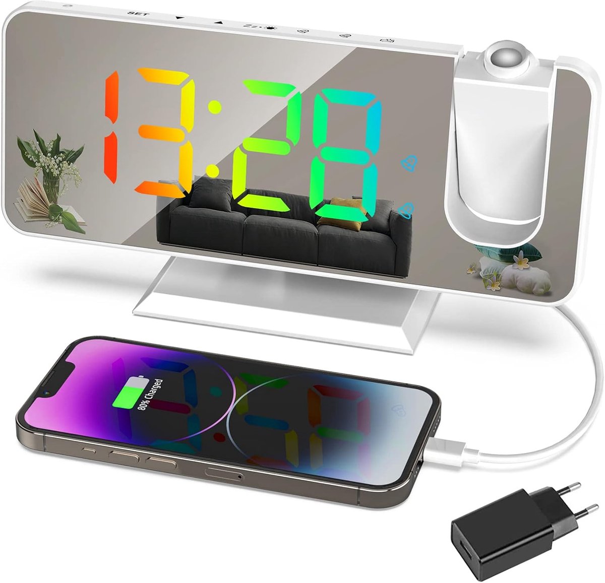 Projectie Alarmklok 7.5 Inch - Dynamisch RGB Display - Dual Alarm en Snooze Functie - ShopVlot