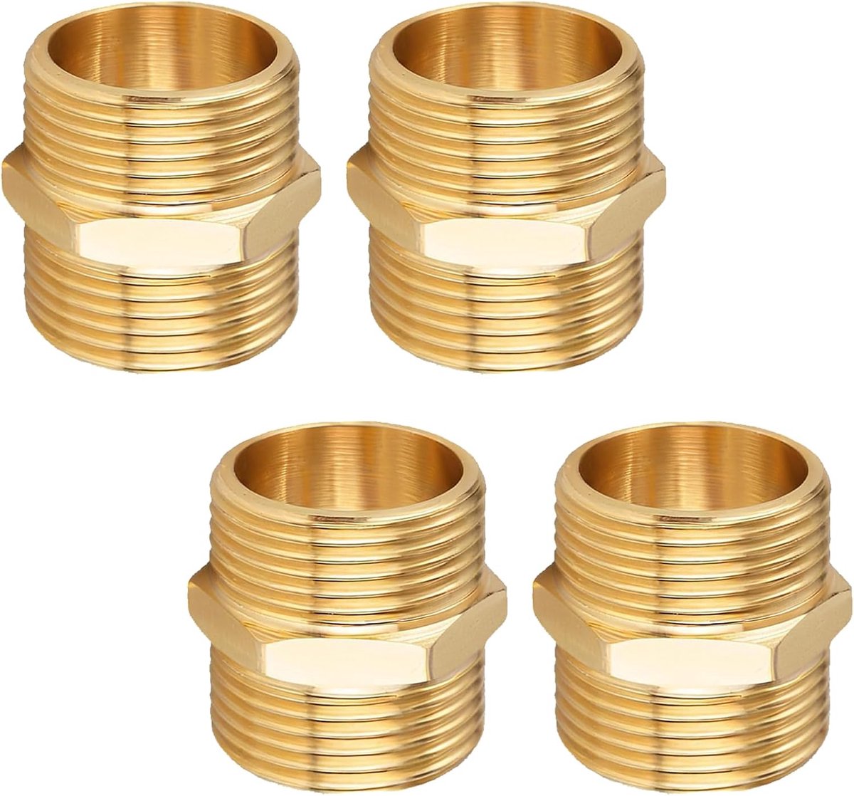 Dubbele nippel 1/2 inch - messing buitendraad - zeskant G1/2 inch AG/AG - duurzaam en corrosiebestendig - ShopVlot
