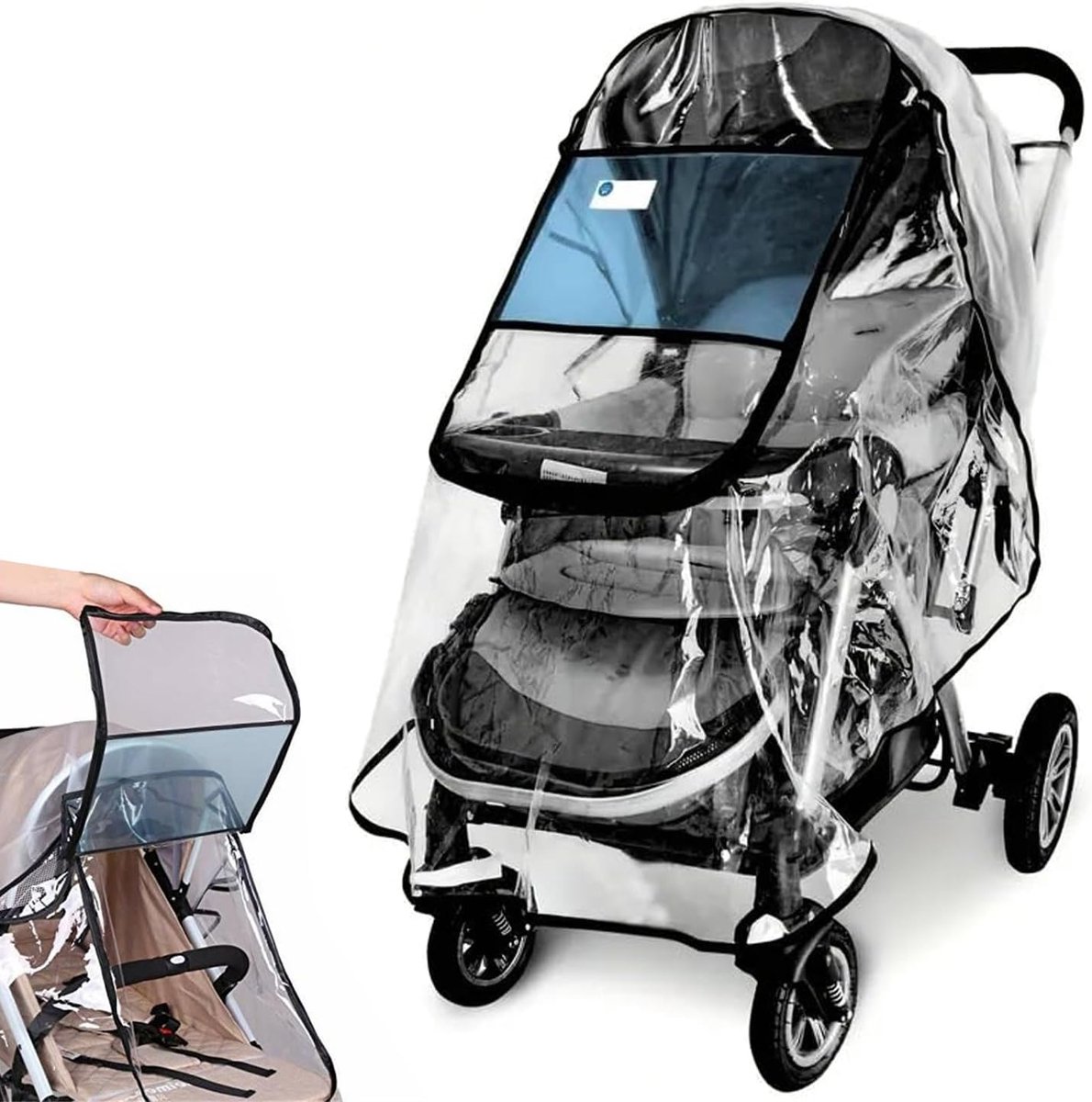 Regenhoes met voorraam voor dailybescherming