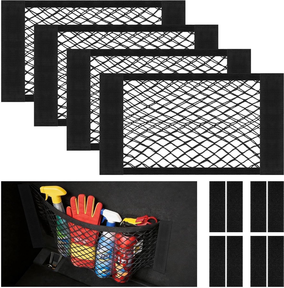 Kofferbaknet 40 x 25 cm - Nylon elastisch - Universele bevestiging - Ideaal voor ordenen - SnelShoppen