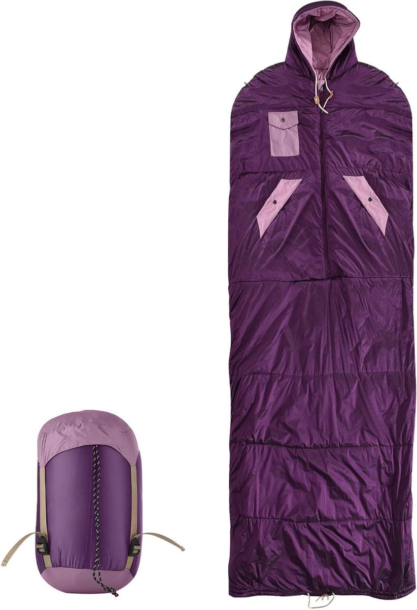 Camping Slaapzak - Reis Slaapzak - Buiten Overnachten - Omkeerbaar Ontwerp - 10-20 Graden Celsius - Paars