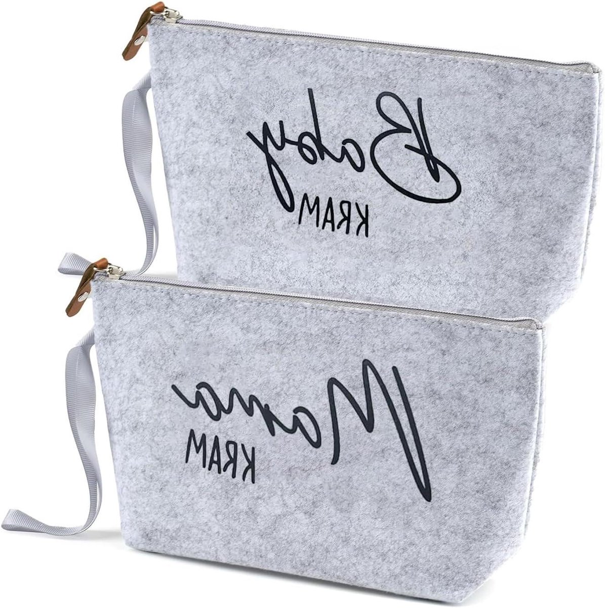 Babyverzorging Tasjes - Toilettas Baby - Kraamcadeau Geven - Gemaakt van Vilt - 23 x 16 x 6 cm - Grijs