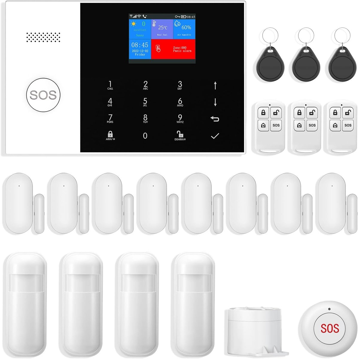 Draadloos alarmsysteem met sirene 120dB - intelligente afstandsbediening - LCD-display - SnelShoppen