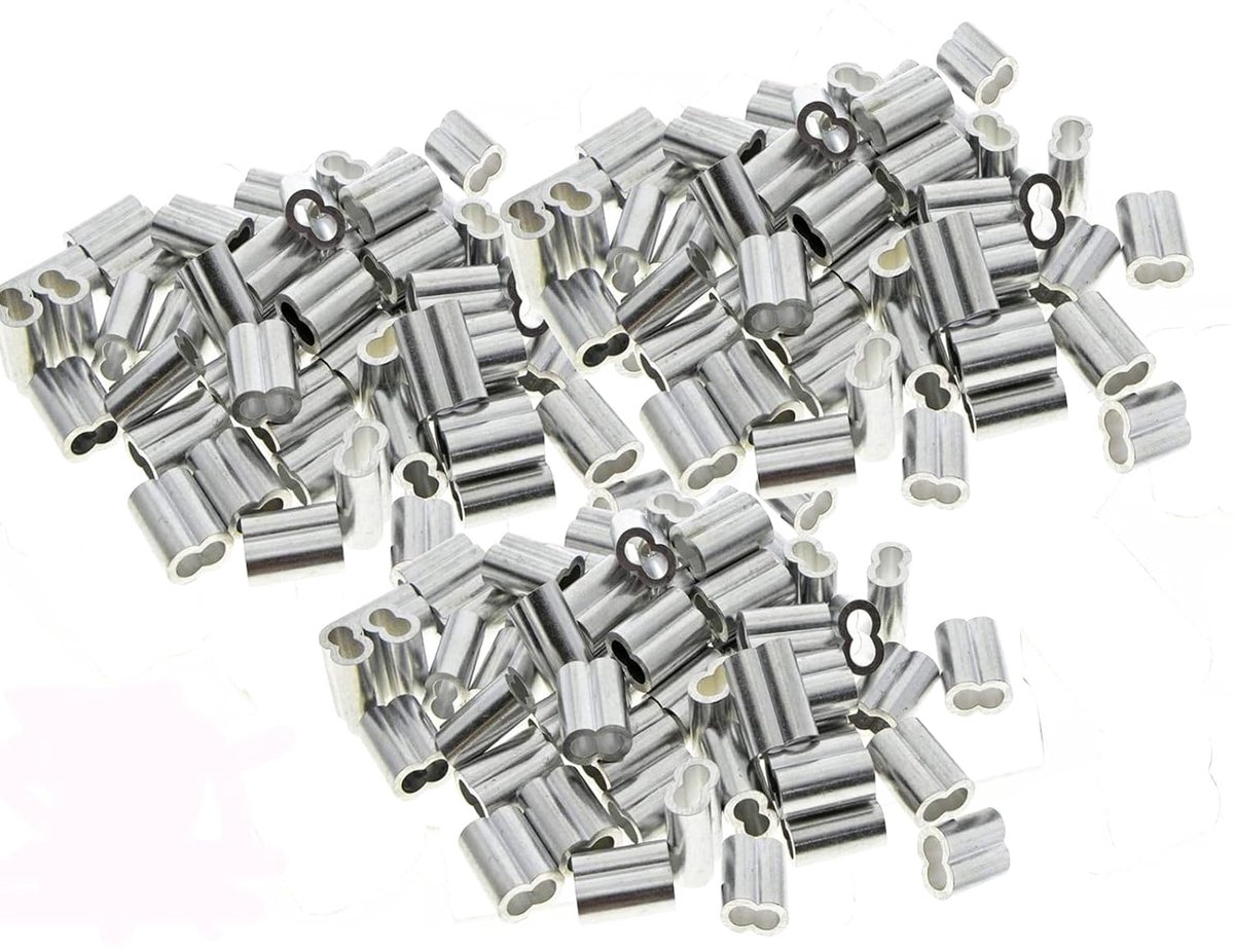 Aluminium krimpklemmen 100 stuks - sterke en duurzame aluminium sleeves - dubbele sleeve ontwerp - SnelShoppen