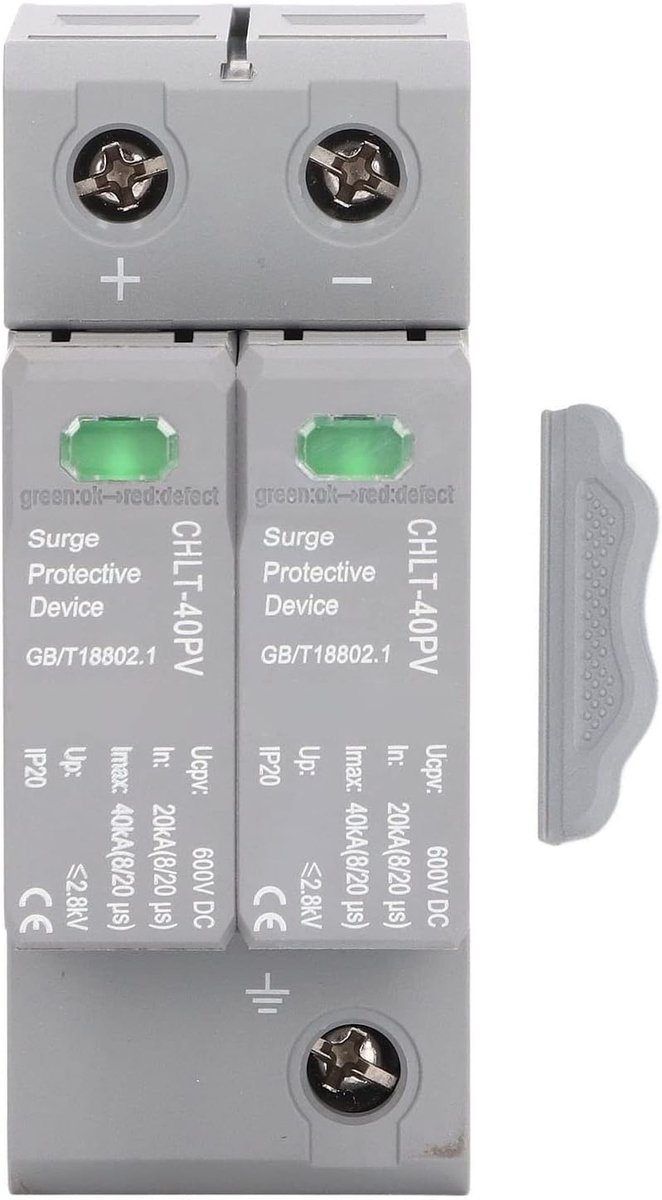 Surge protector DC 600V - 20kA tot 40kA - Bescherming tegen overspanning - Ideaal voor zonnepanelen - SnelShoppen
