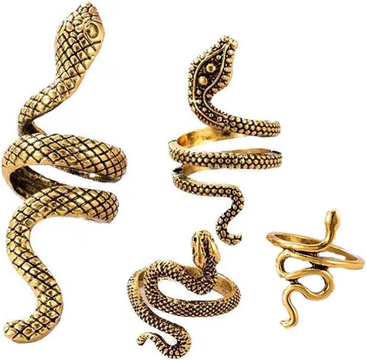 Ringenset vintage slangen - dieren ontwerp - stapelbare knokkelringen - stijlvolle accessoire voor elke gelegenheid - SnelShoppen