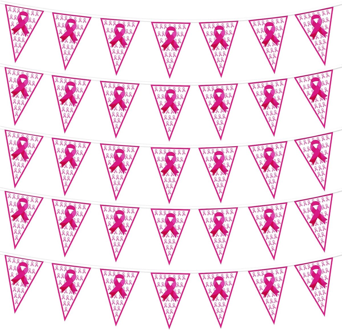 Garland 10m - Roze Ribbons - Borstkanker Bewustzijn - Ondersteunende Decoratie - SnelShoppen