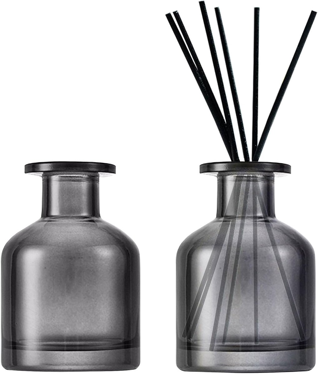 Diffuserflessen set van 2 - 200 ml - mat zwart glas - voor etherische oliën en aromatherapie - SnelShoppen
