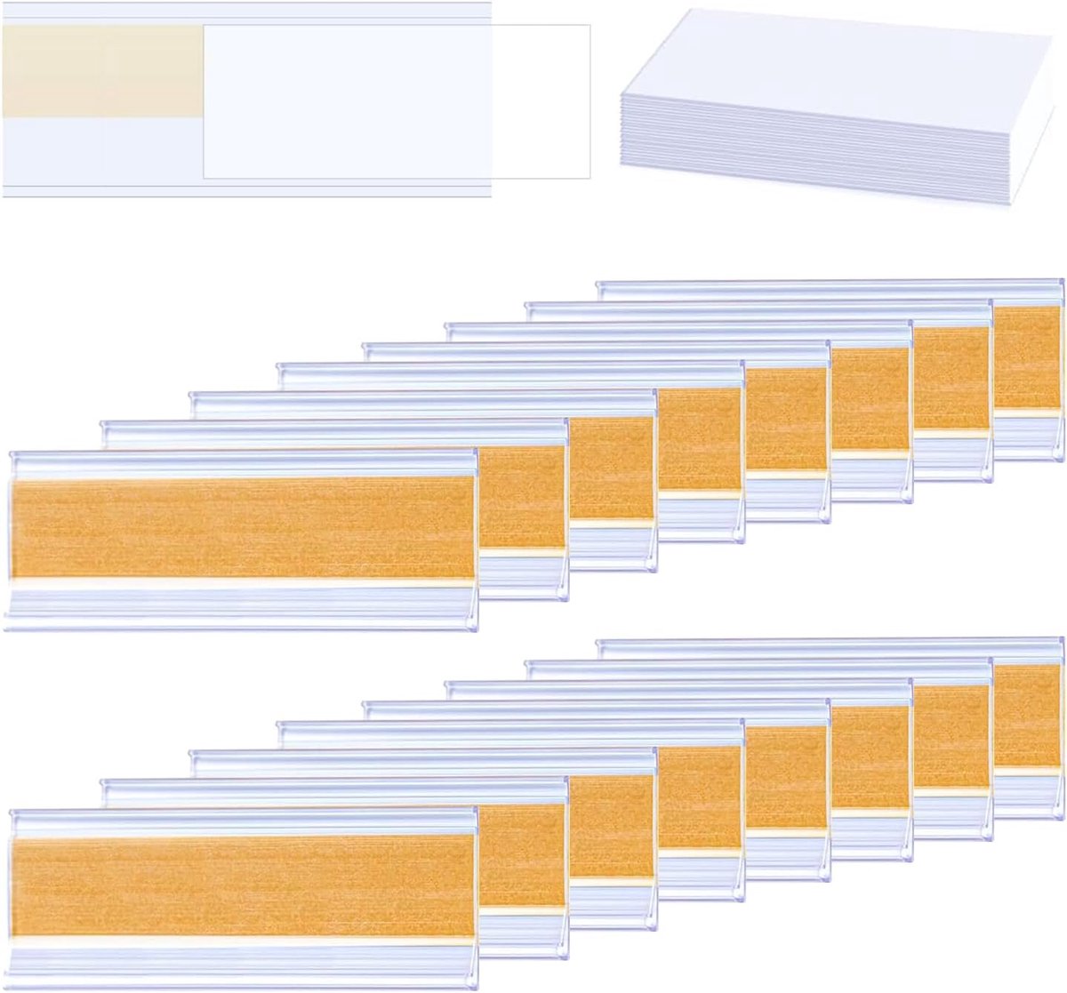 Etikettenhouder 50 stuks - zelfklevend pvc - transparant - ideaal voor het organiseren van planken - SnelShoppen