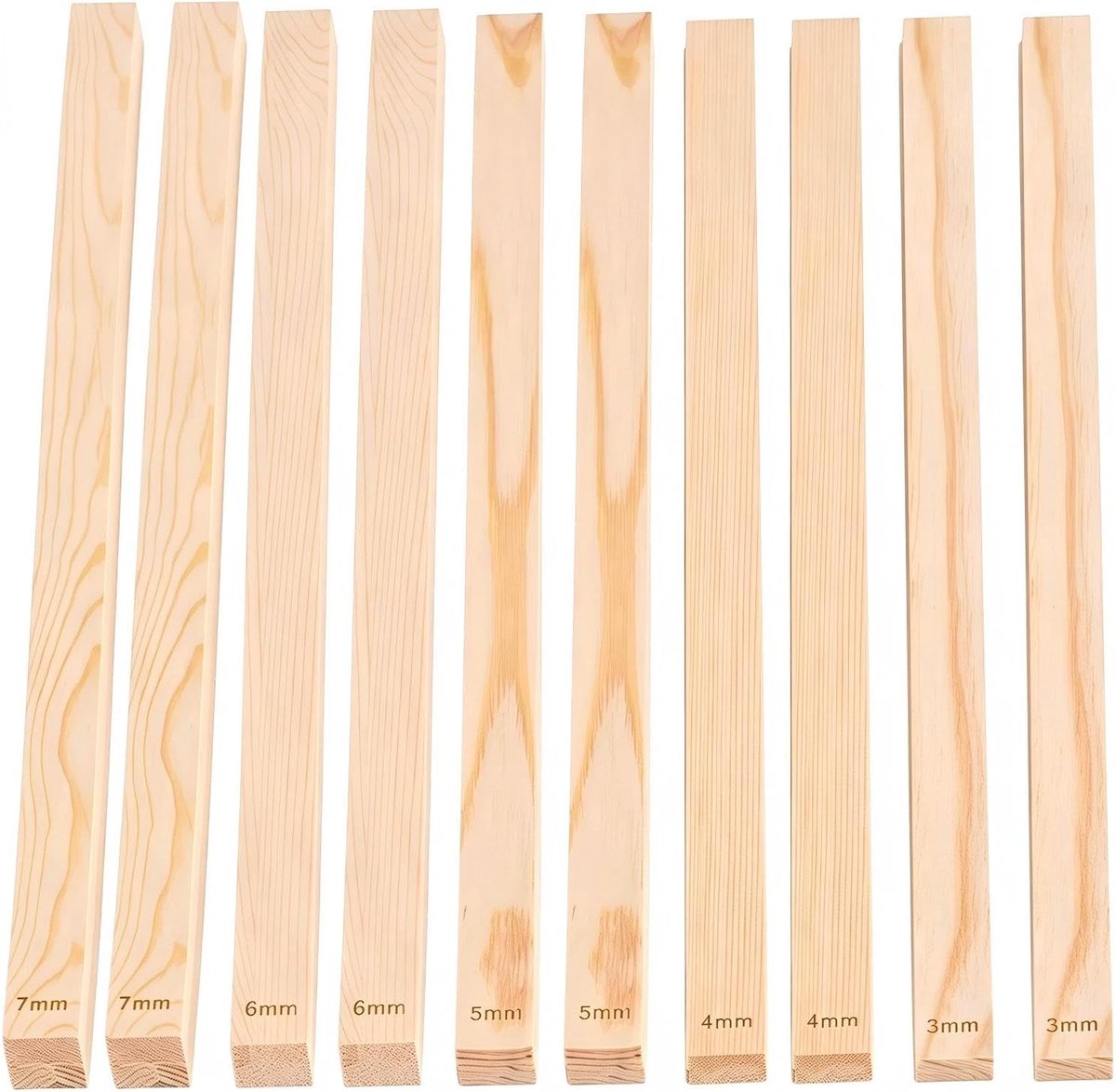 geleidingsstangen aardewerk 34 x 2 cm - hout - 5 diktes - voor polymeerklei - SnelShoppen