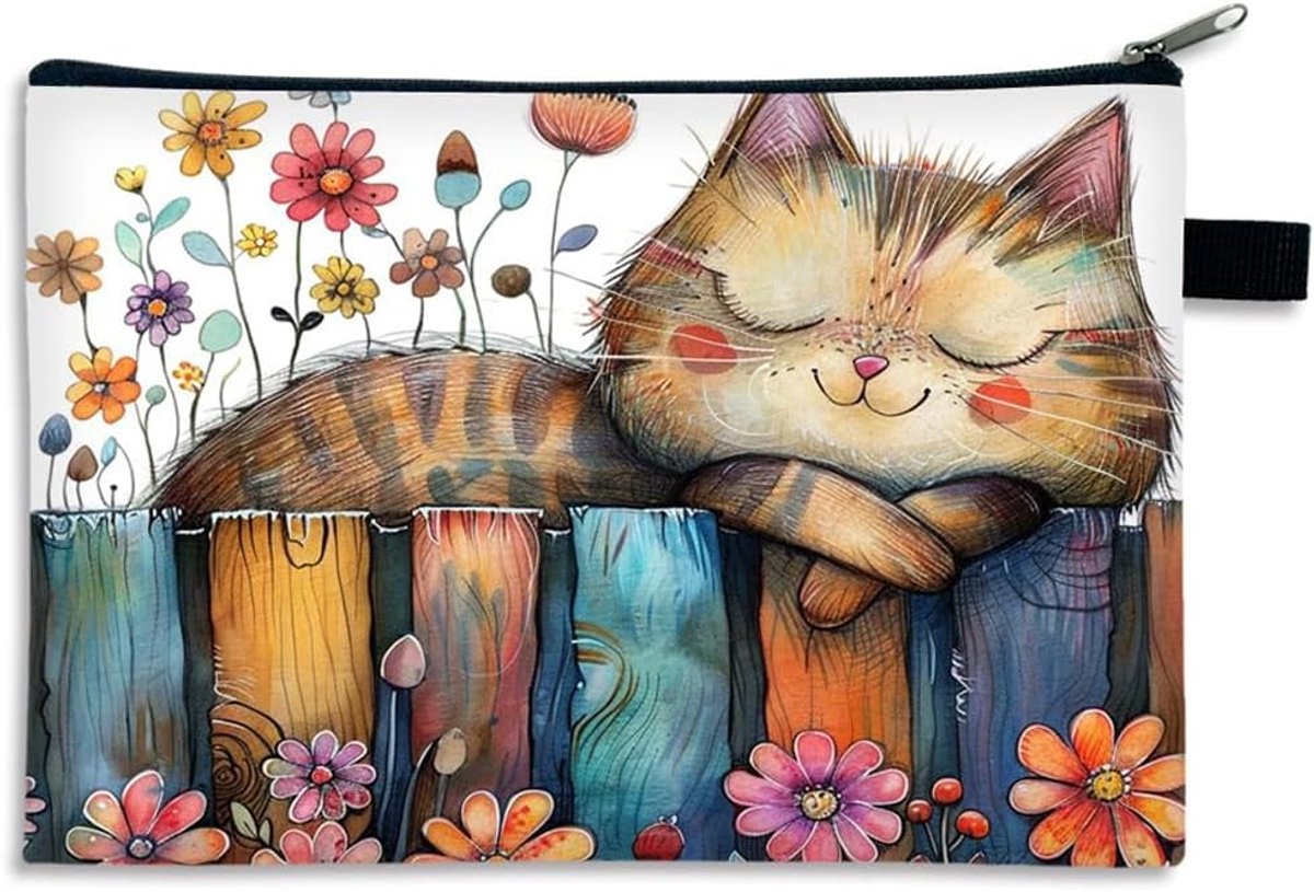 Make-up tasje groot - kattenmotief - lichtgewicht en opvouwbaar - ideaal voor toilettas - SnelShoppen